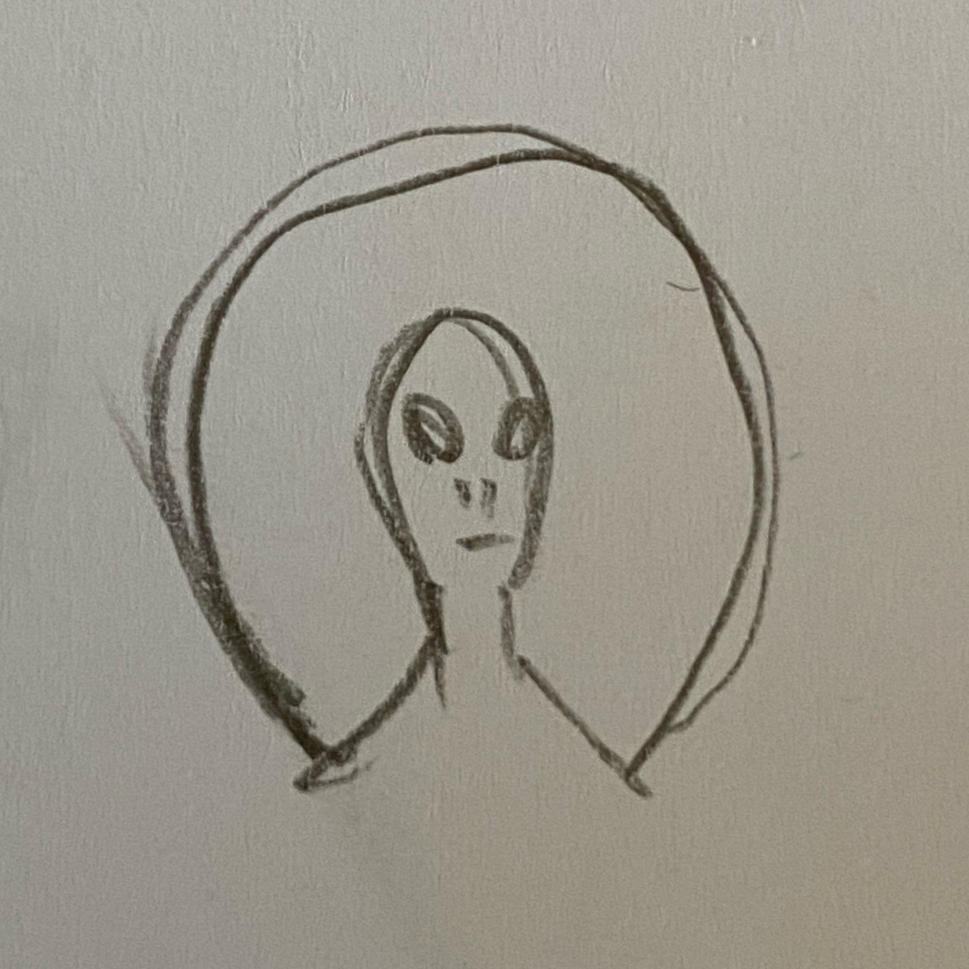 Pencil sketch of an alien face