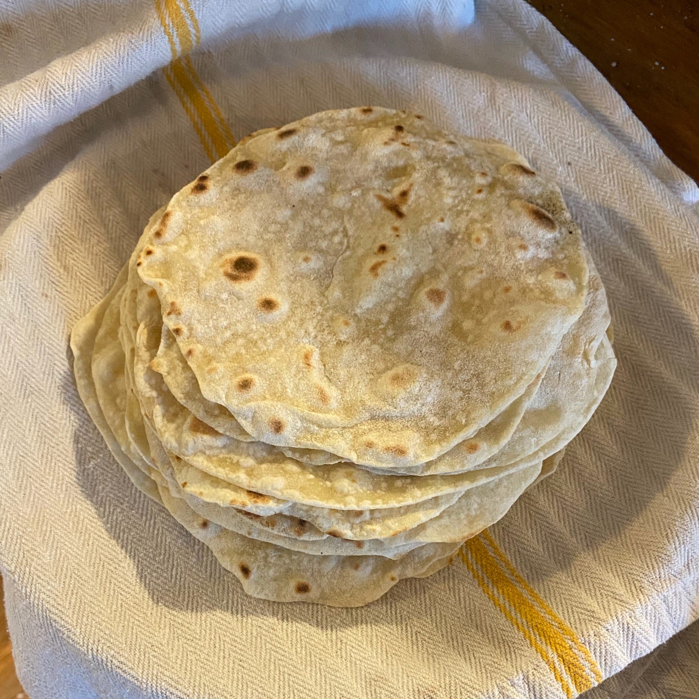 A photo of freshly made tortillas.